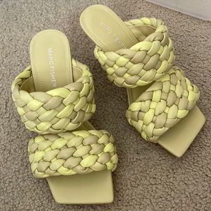 Yellow braided heels. Marc fisher